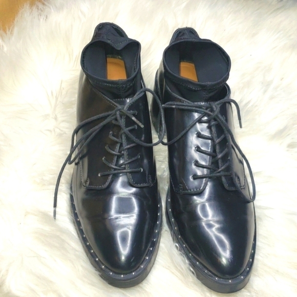ZARA Trafaluc Heeled Blucher Studded Lace-Up Oxford Shoes 39 8 - Picture 3 of 15